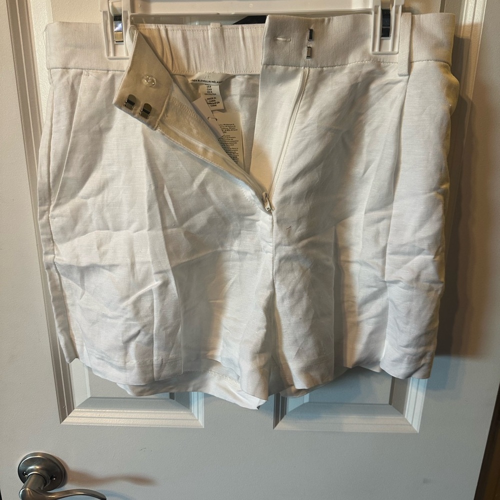 H&M White High Waist Shorts with Crisp Look